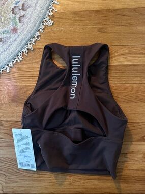 Lululemon Logo Elastic Everlux Shelf Tank Espresso Bone Size 4 BNWT